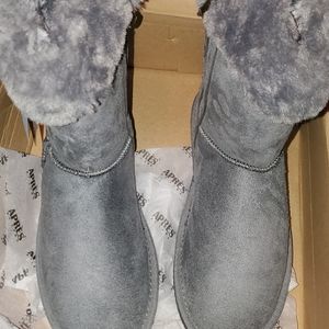 Apres Charcoal Faux Fur-Trim Terrace Boot - Women